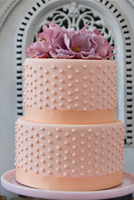 Hobnail texture accented with sugar flowers